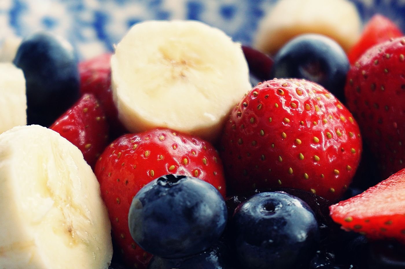 Banana Berry Salad with Mint Lime Syrup
