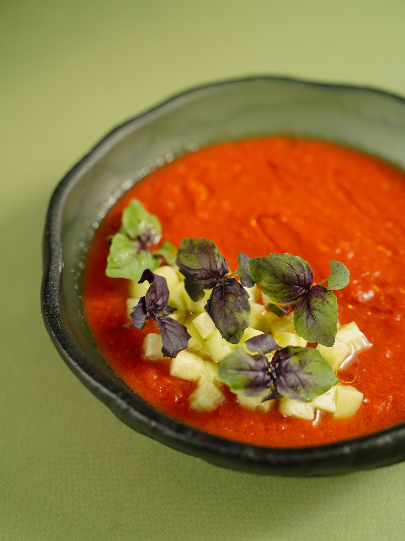 Red Gazpacho with Purple Basil