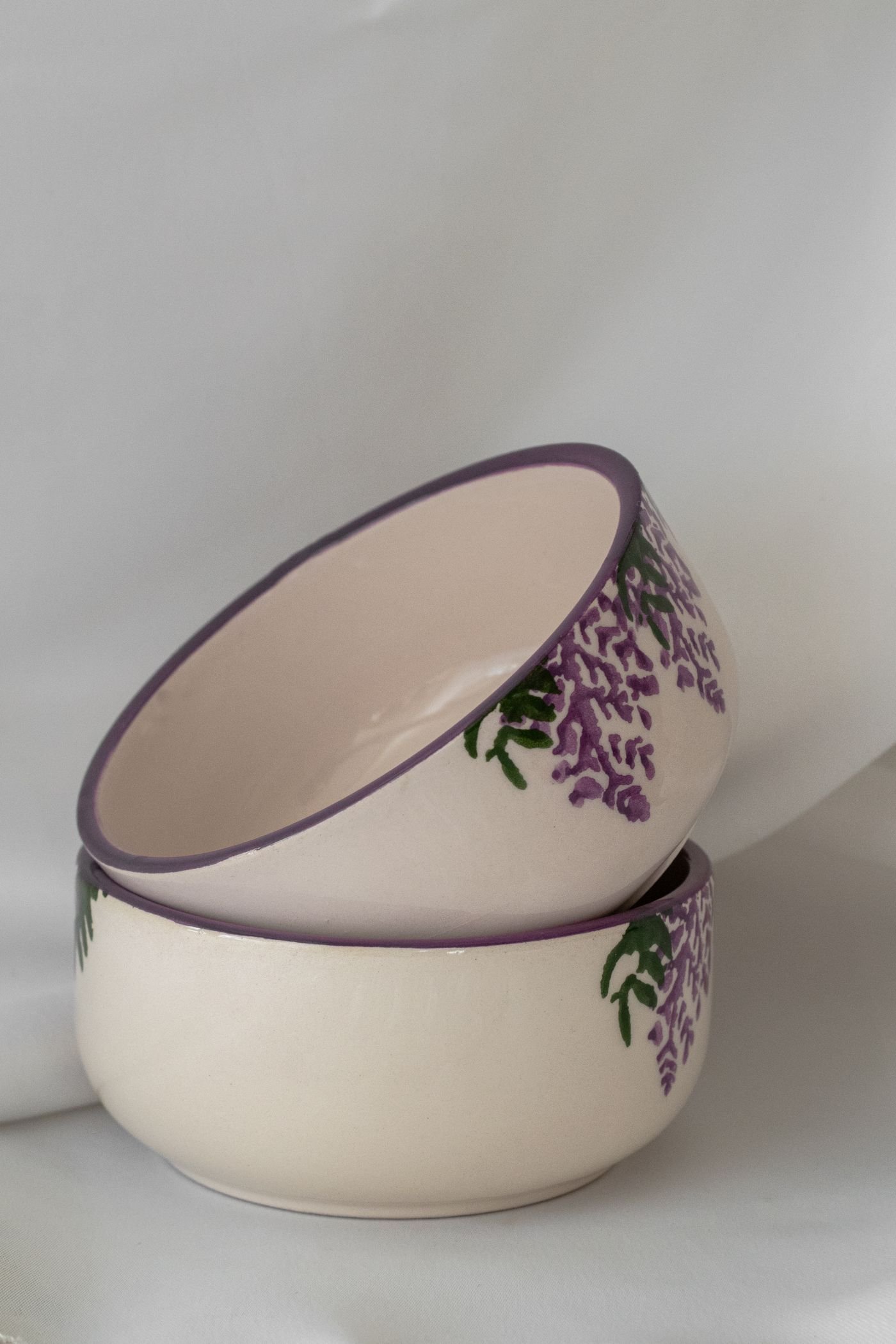 Wisteria Painted Ceramic Bowls