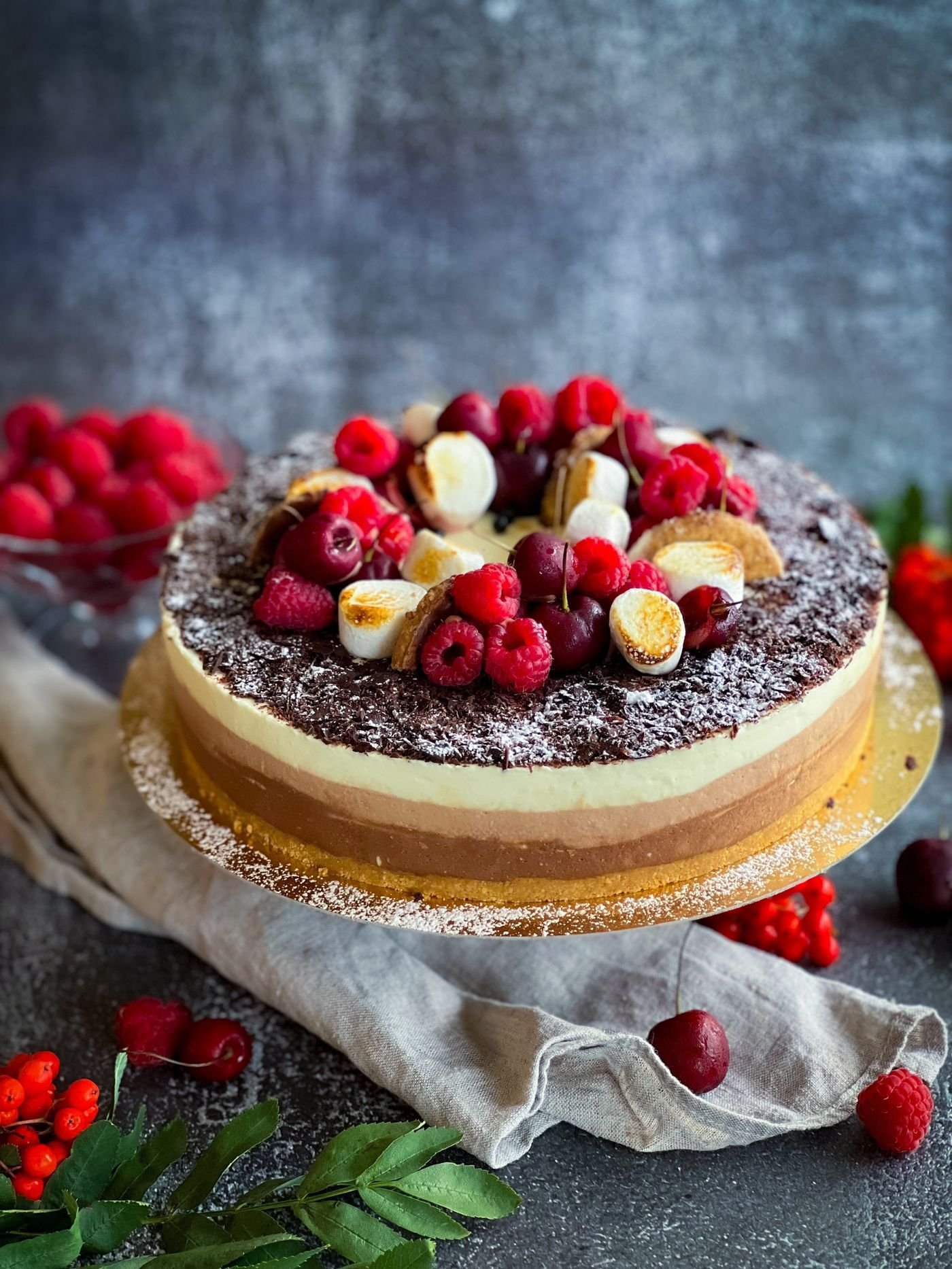 Triple-Layer Raspberry Coconut Torte