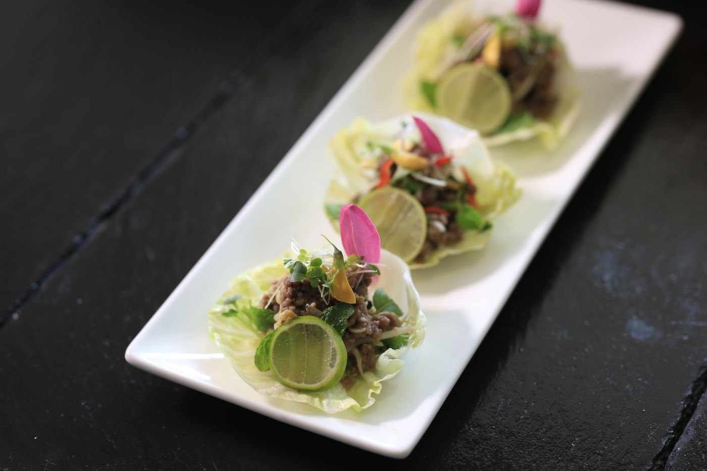 Herb-Packed Lettuce Cups with Lime Wheels