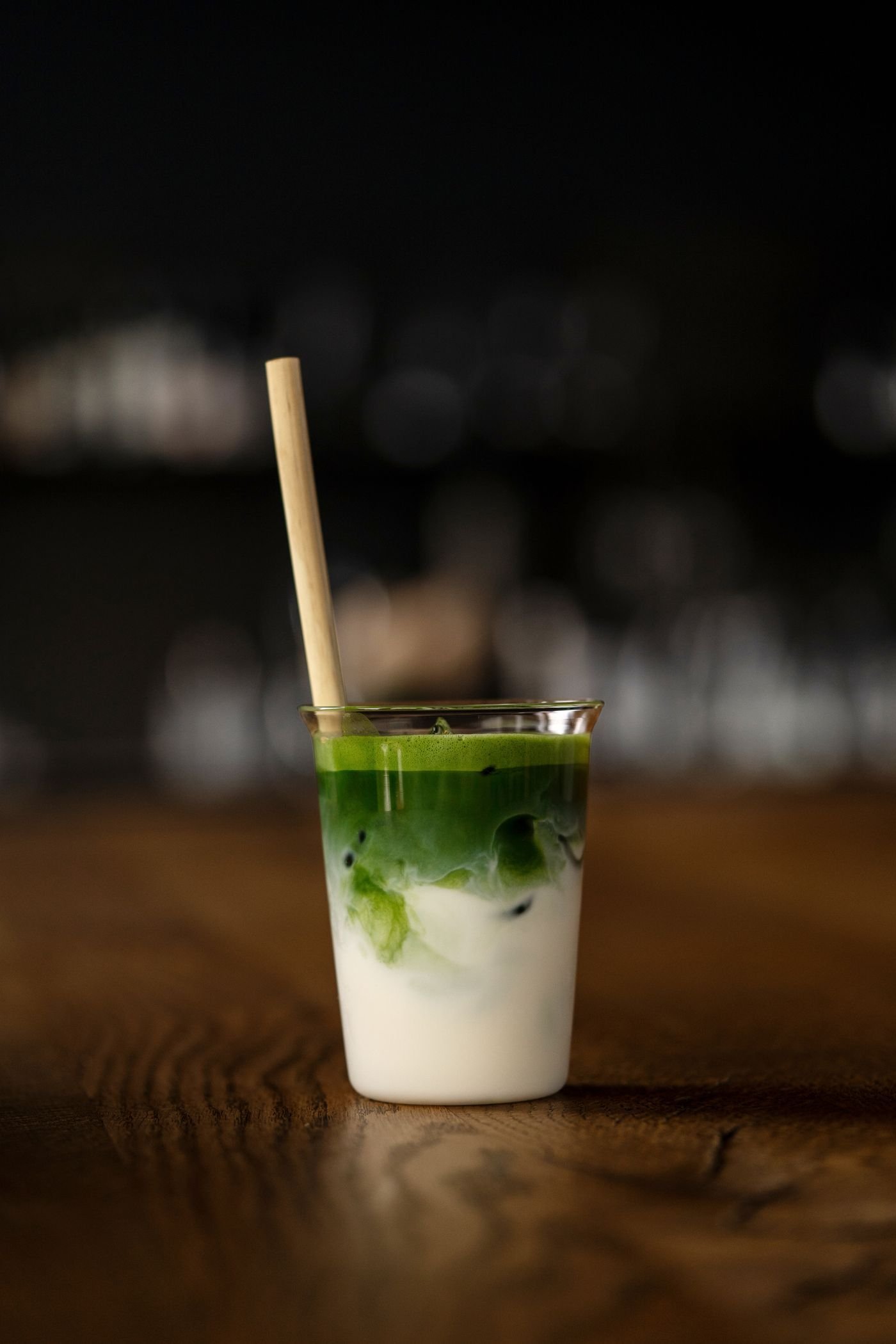 Layered Iced Matcha Coconut Latte