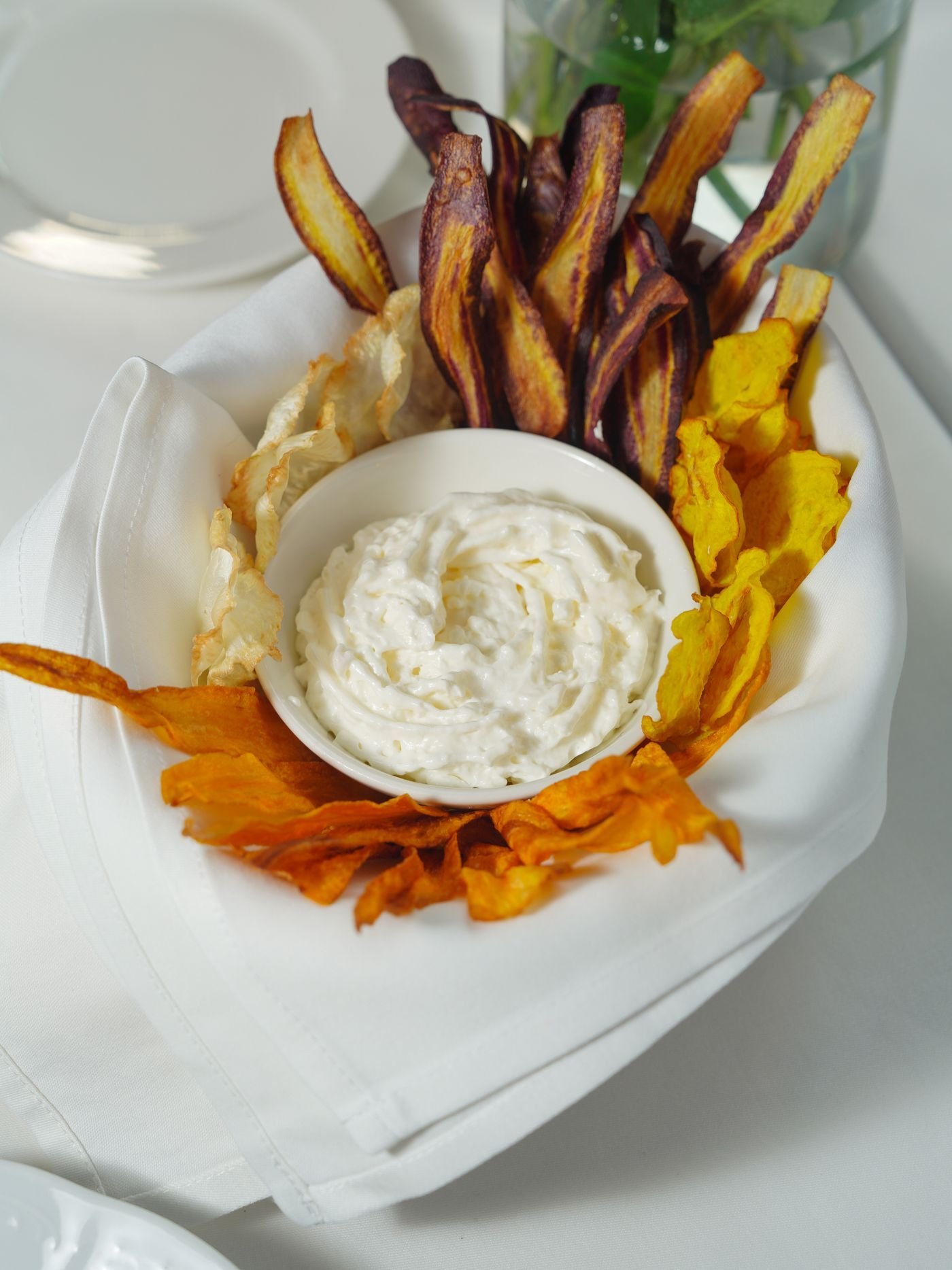 Whipped Cashew Dip with Beet Chips