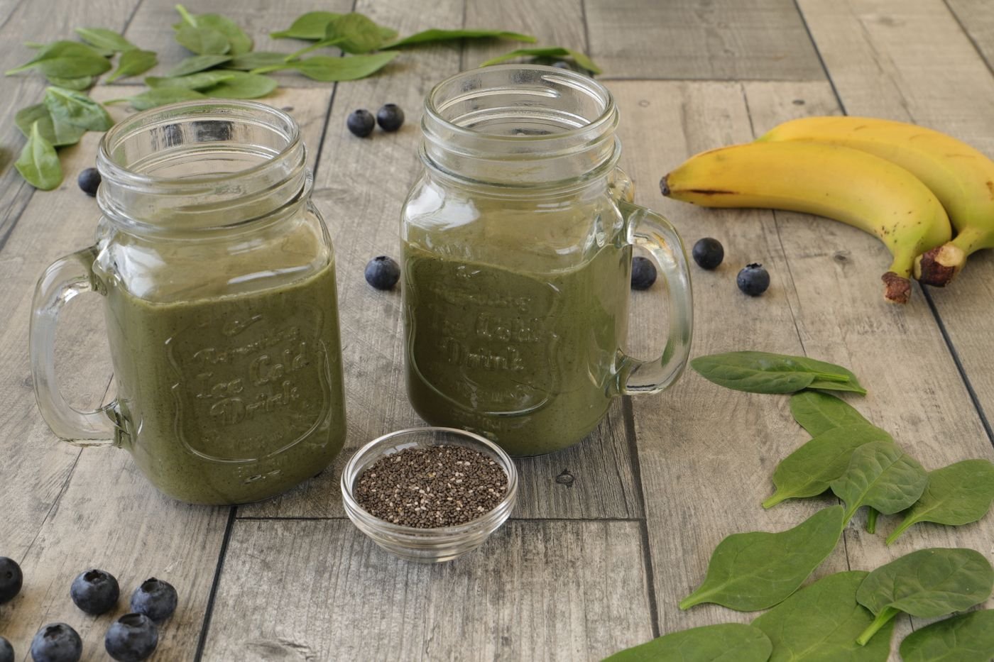 Blueberry Banana Chia Spinach Smoothie