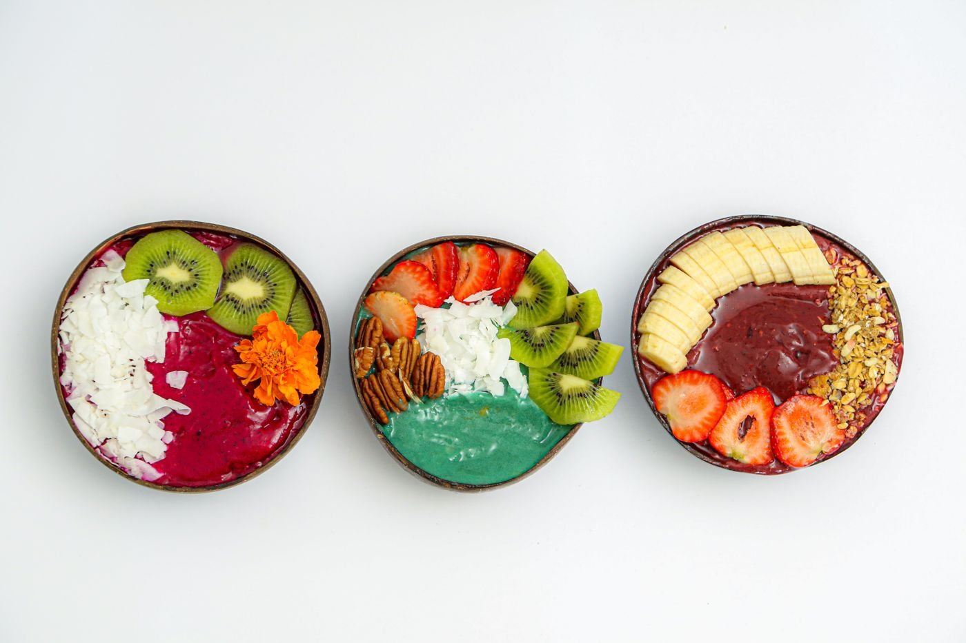 Coconut Shell Trio with Mango and Kiwi