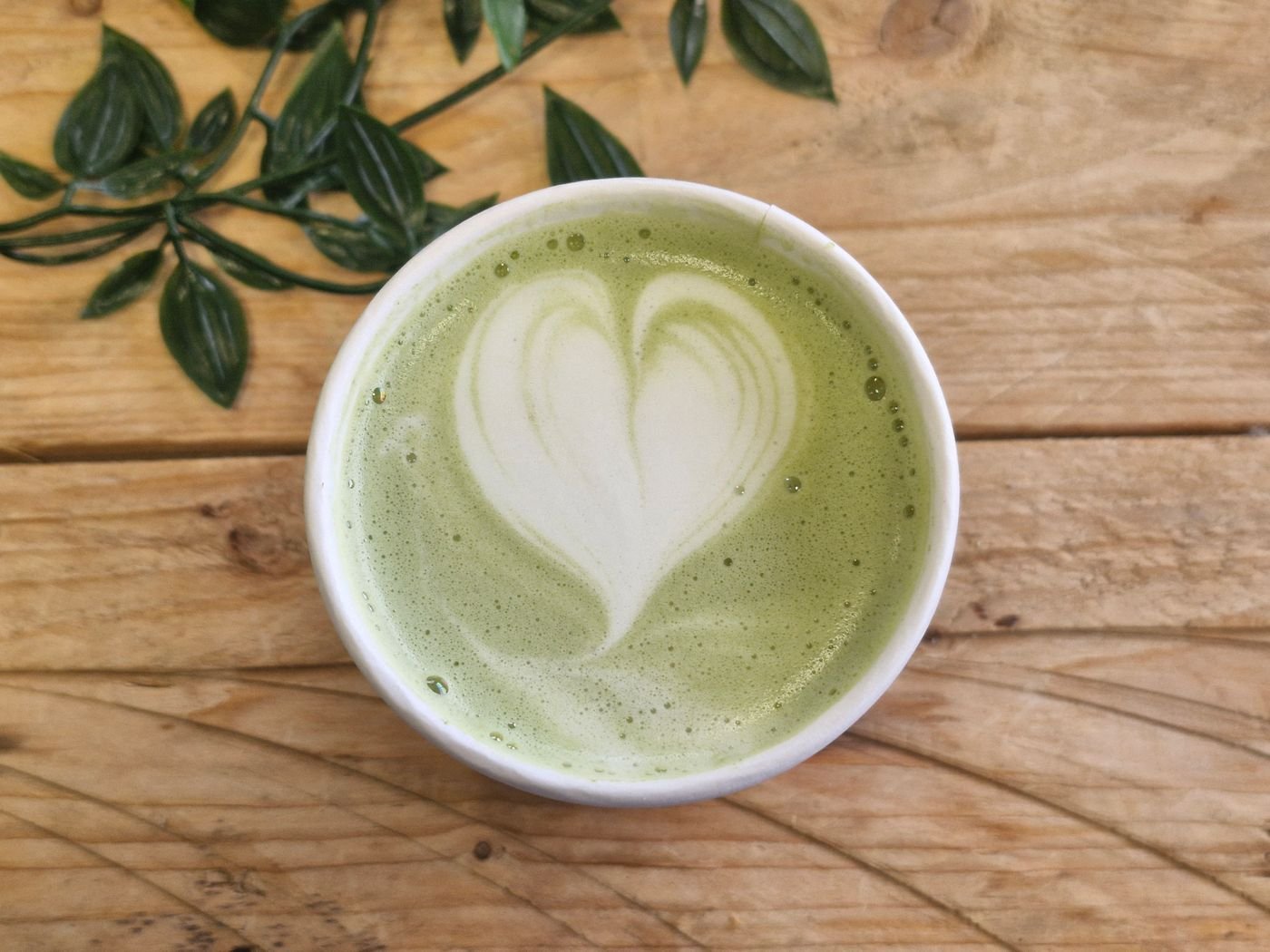Warm Matcha Heart Latte