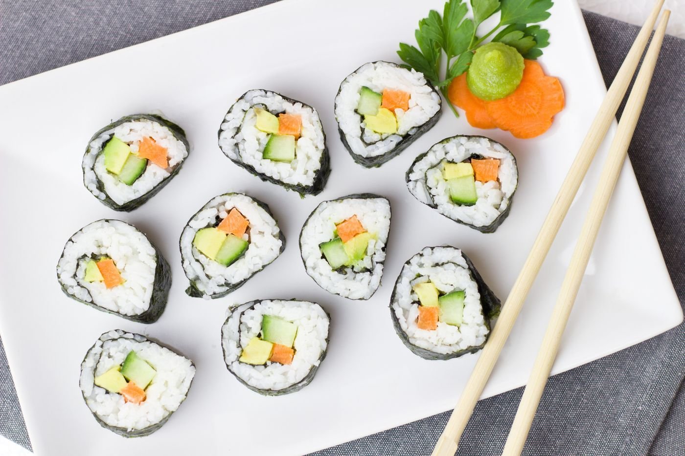 Cucumber Carrot Maki with Parsnip Rice