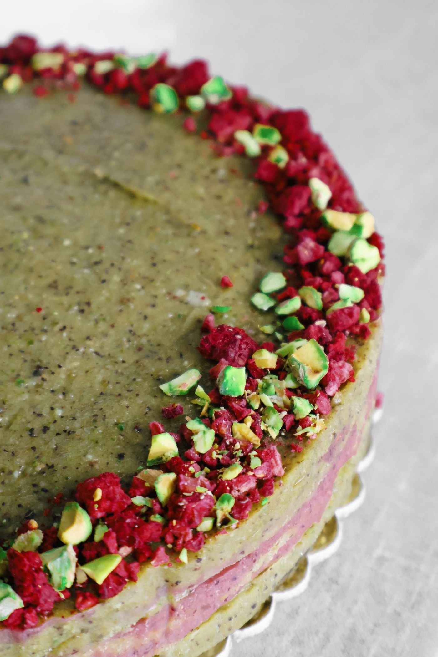 Pistachio Raspberry Cheesecake