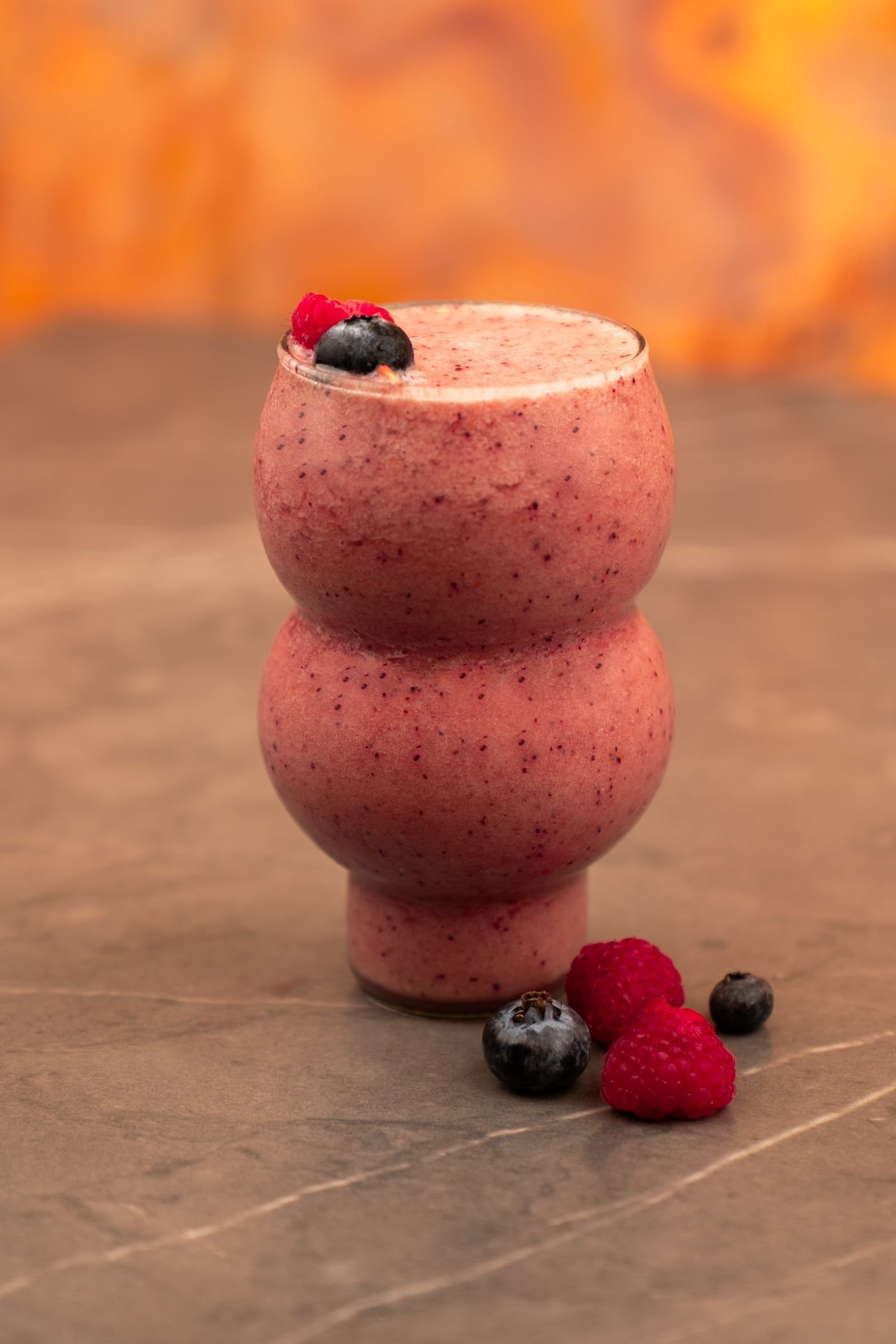 Raspberry Blueberry Bubble Glass Smoothie