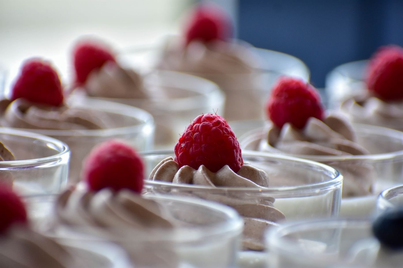 Raspberry-Topped Cashew Chocolate Mousse Cups