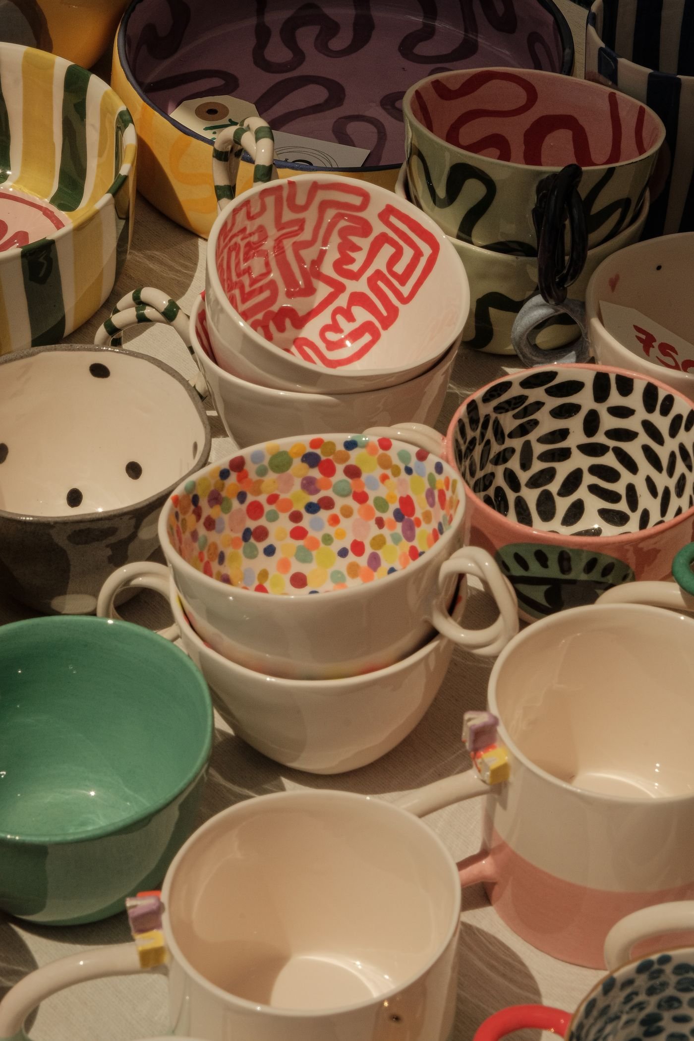 Dot and Squiggle Painted Cups
