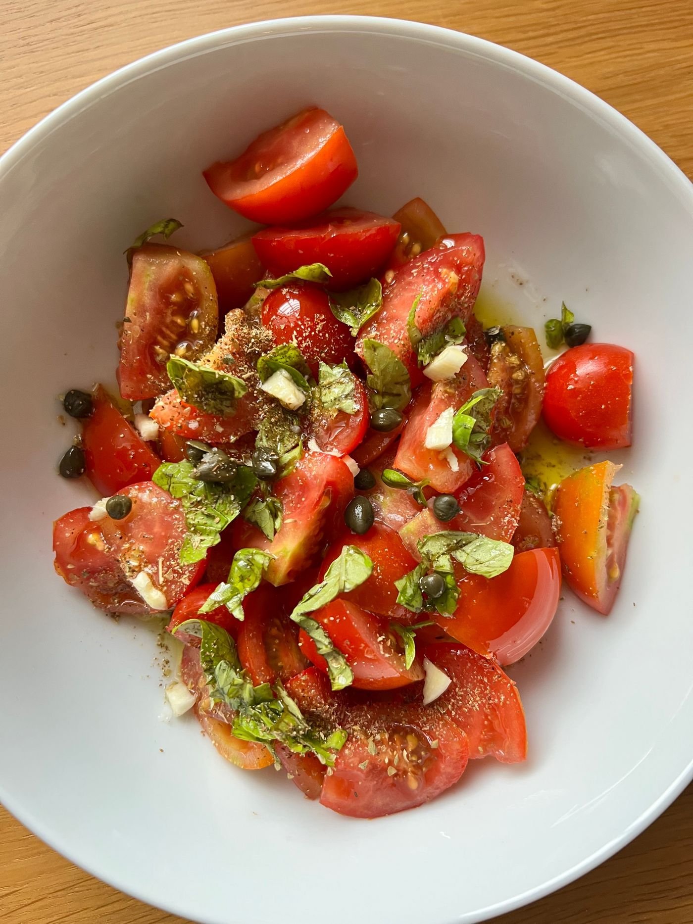 Heirloom Tomatoes with Capers and Basil