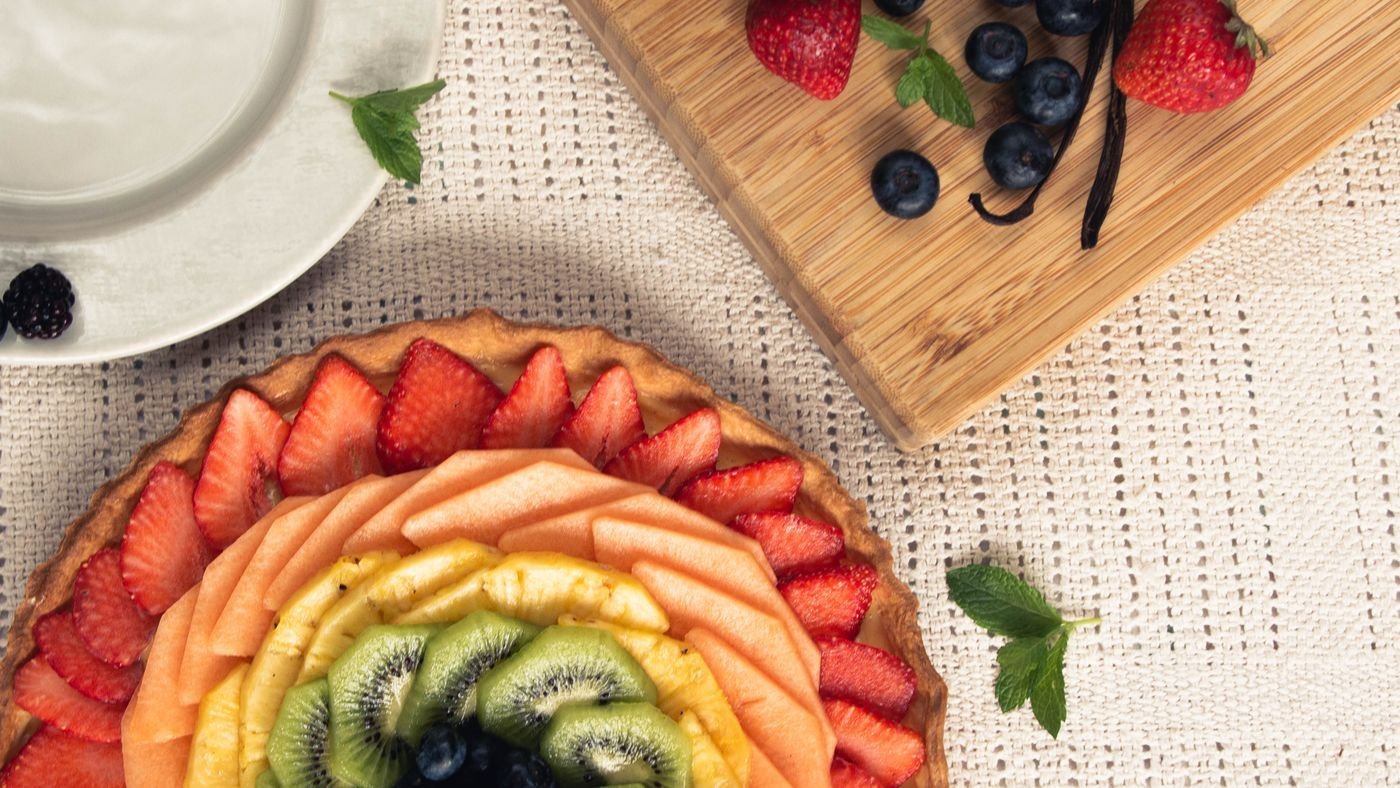 Rainbow Fruit Tart with Macadamia Cream