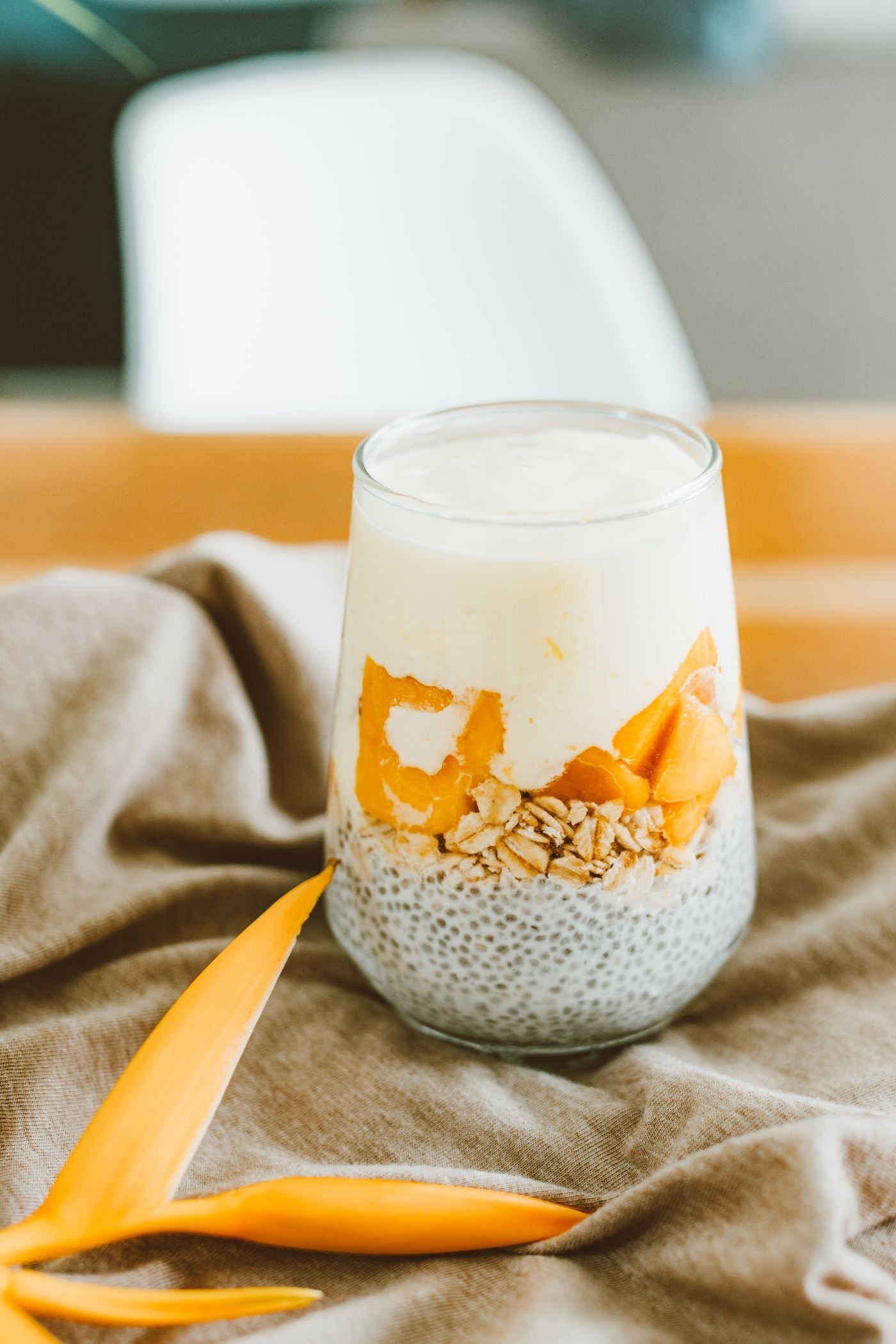 Mango Lime Chia Pudding Glass
