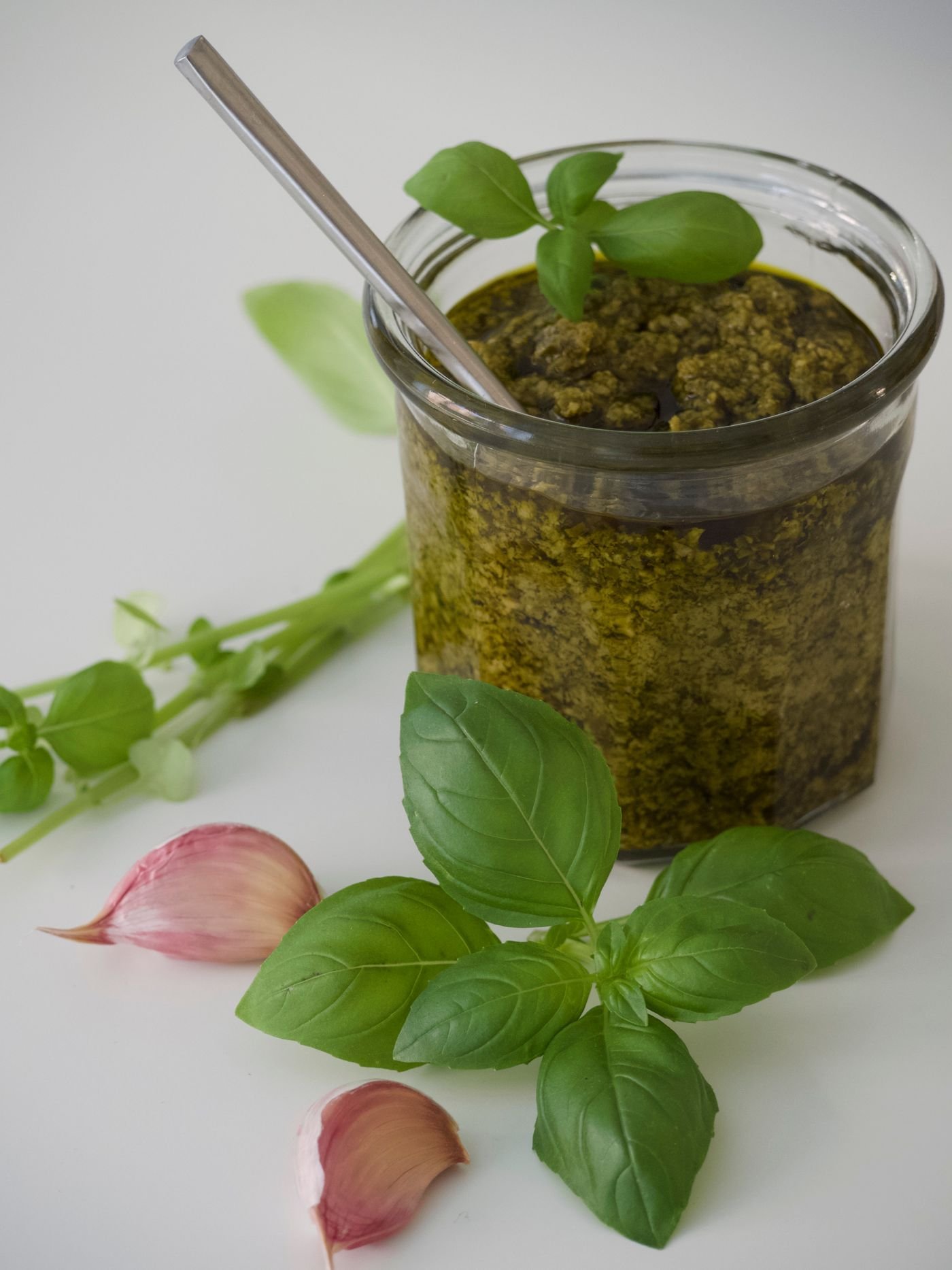 Jarred Basil Pesto with Walnuts