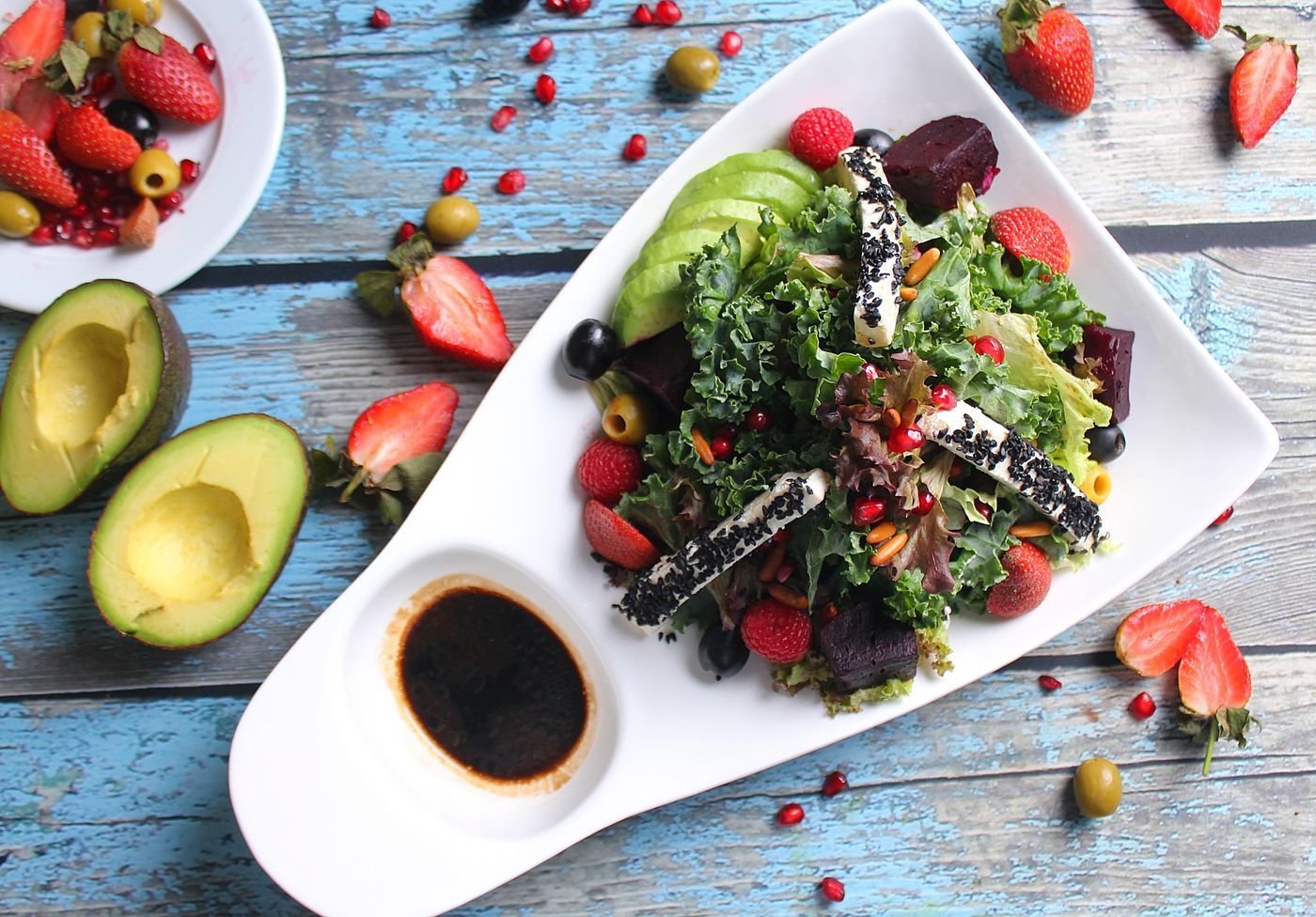 Kale, Beet and Strawberry Salad with Balsamic