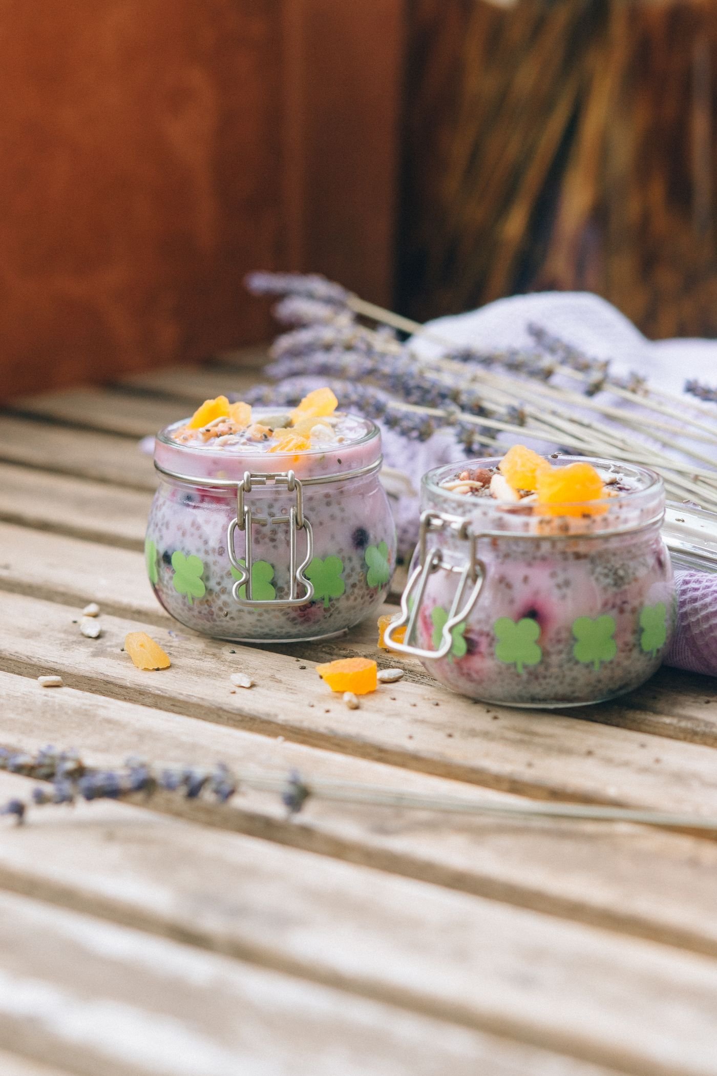 Lavender Chia Pudding with Dried Apricot