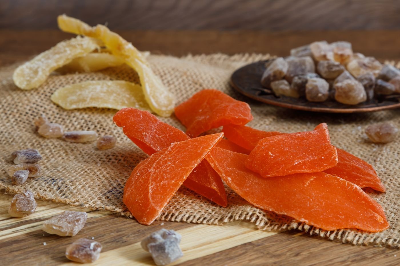 Papaya Strips with Nectar-Glazed Ginger