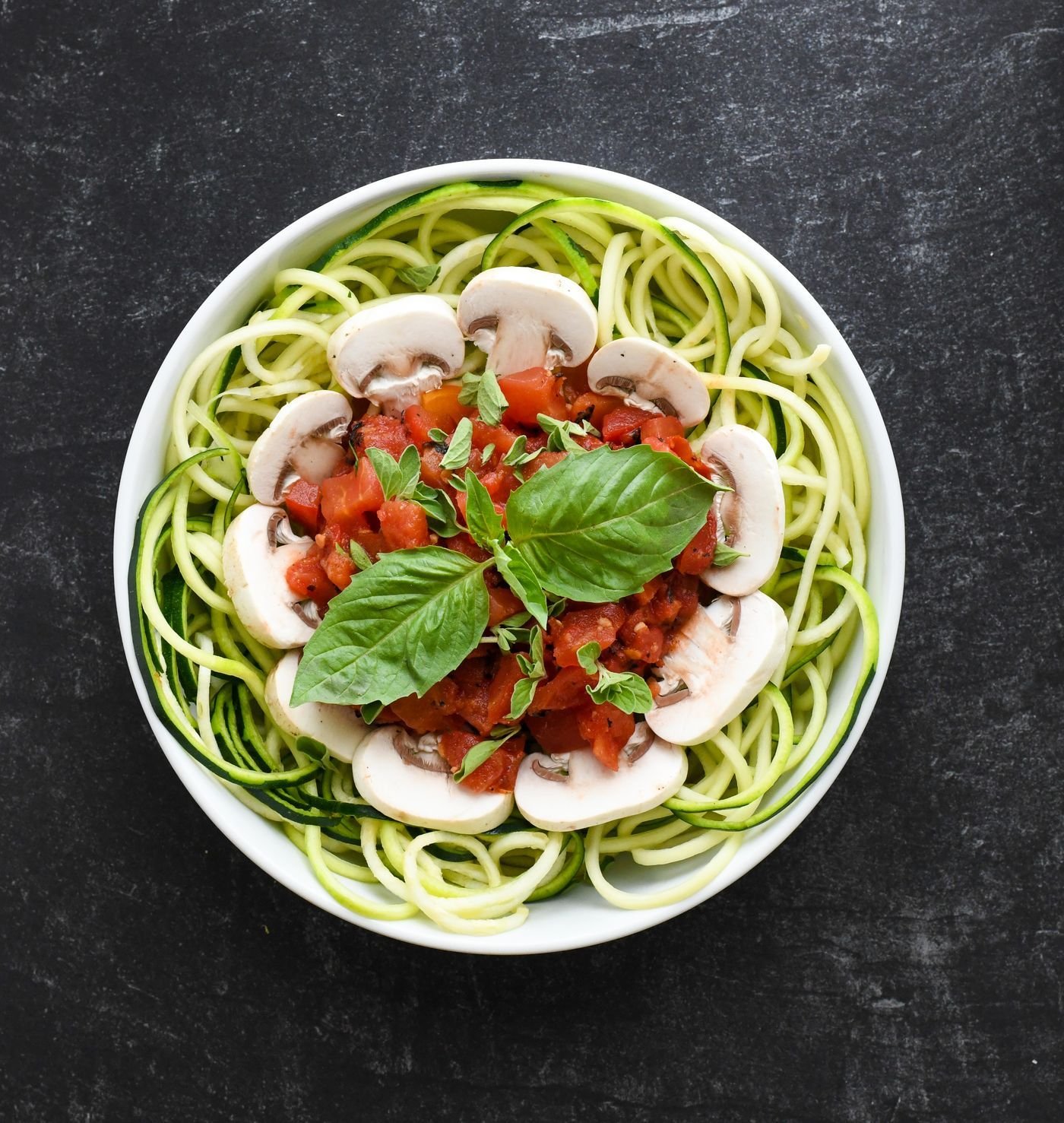 Fresh Tomato and Cremini Zoodle Toss