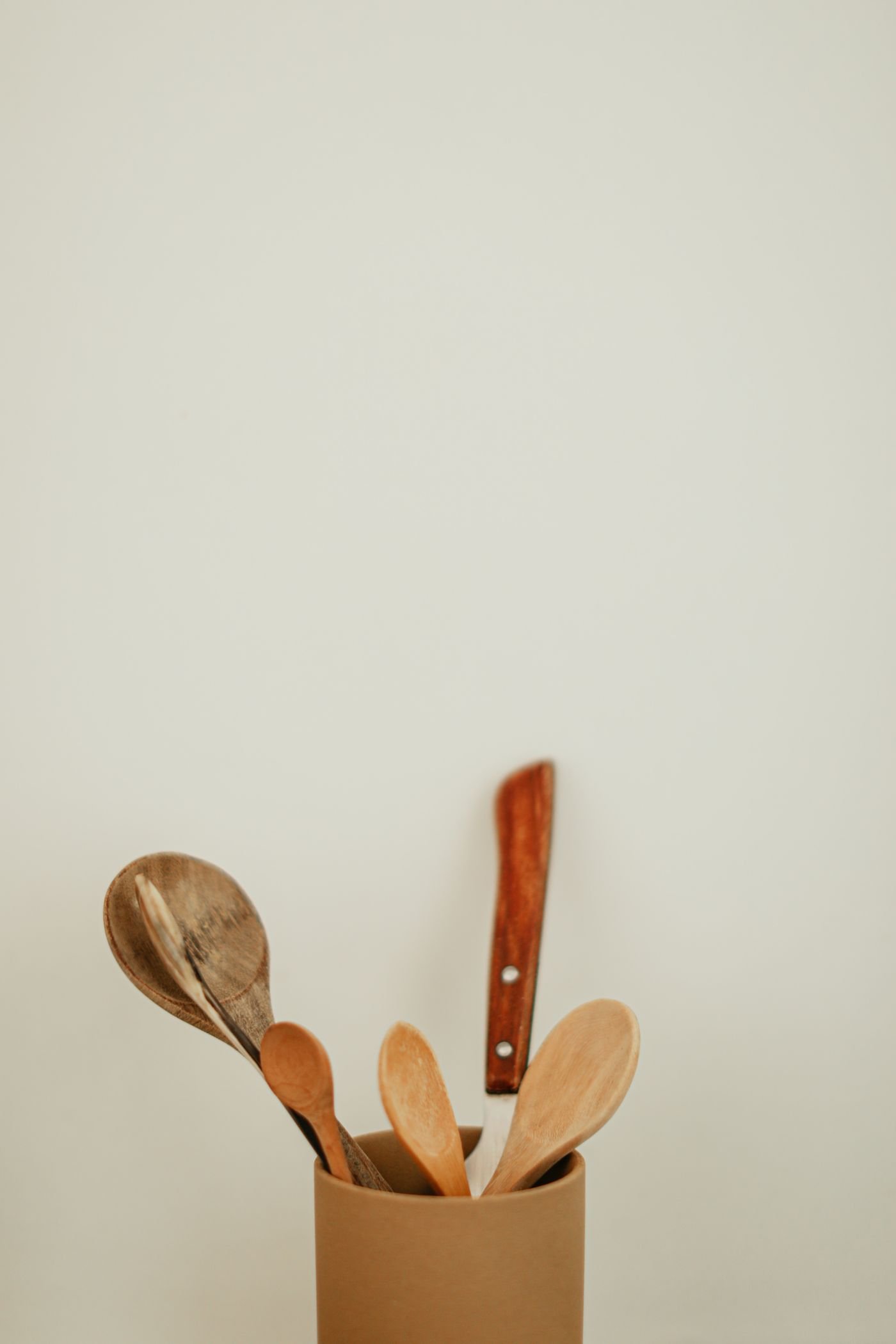Clay Crock and Wooden Utensil Set