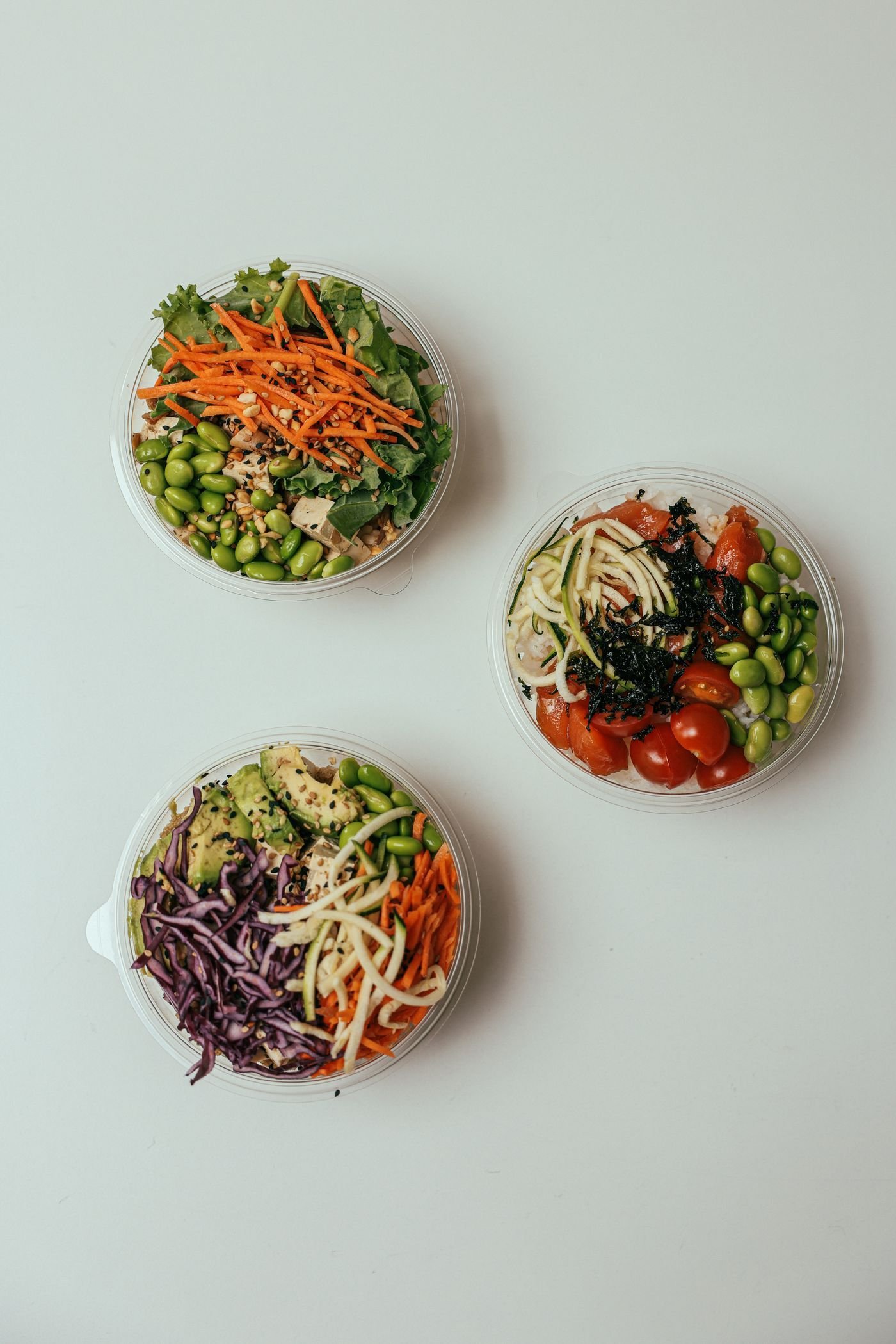 Three-Bowl Carrot, Pea and Red Cabbage Salad