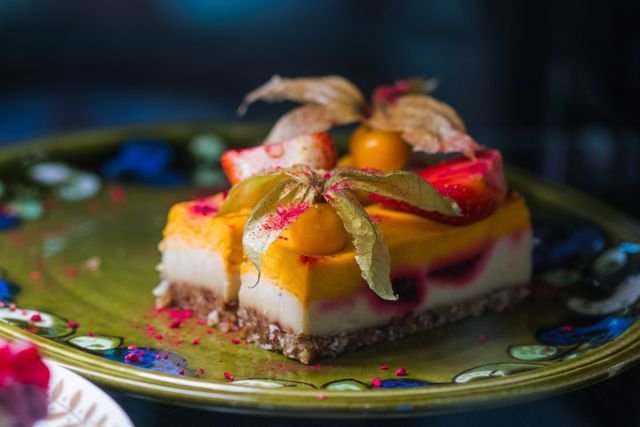 Mango Passion Fruit Slice with Physalis